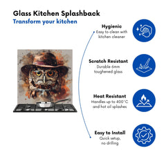 Owl With Hat And Glasses Kitchen Splashback