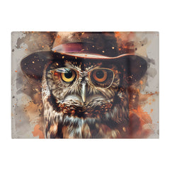 Owl With Hat And Glasses Chopping Board
