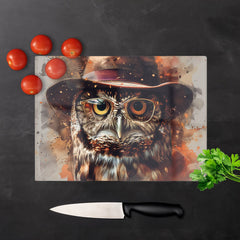 Owl With Hat And Glasses Chopping Board