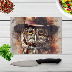 Owl With Hat And Glasses Chopping Board