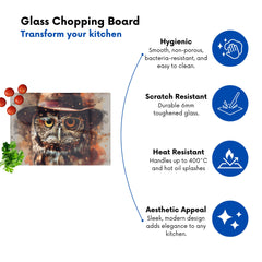 Owl With Hat And Glasses Chopping Board