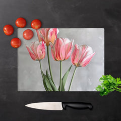Painted Pink Tulips Chopping Board