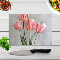 Painted Pink Tulips Chopping Board