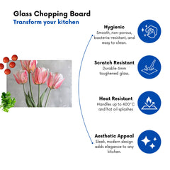 Painted Pink Tulips Chopping Board