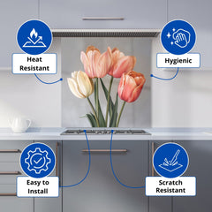 Spring Tulips Kitchen Splashback