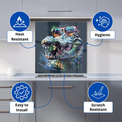 Crocodile In Glasses Splashart Kitchen Splashback
