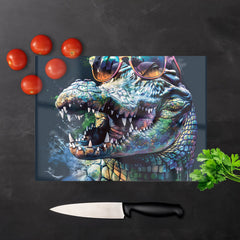 Crocodile In Glasses Splashart Chopping Board