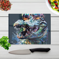 Crocodile In Glasses Splashart Chopping Board