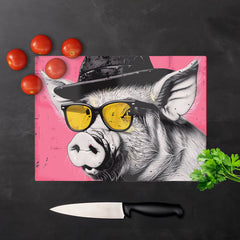 Pig In A Hat And Glasses Chopping Board