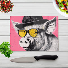 Pig In A Hat And Glasses Chopping Board