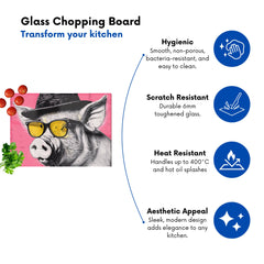 Pig In A Hat And Glasses Chopping Board