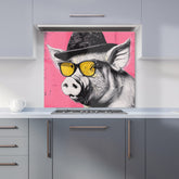 Pig In A Hat And Glasses Kitchen Splashback