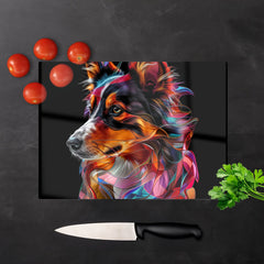 Colorful Collie Dreams Chopping Board