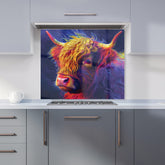 Vibrant Highland Cow Kitchen Splashback