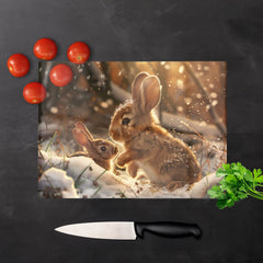 Winter Woodland Rabbits Chopping Board
