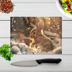 Winter Woodland Rabbits Chopping Board