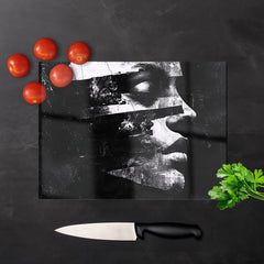 Fragmented Silhouette In Black And White Chopping Board