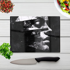 Fragmented Silhouette In Black And White Chopping Board