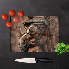 Dapper Horse With Tweed Cap Chopping Board