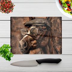Dapper Horse With Tweed Cap Chopping Board
