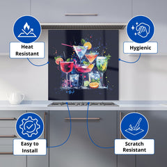 Nighttime Cocktail Splash Kitchen Splashback