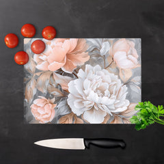Blush Blossoms On Silver Chopping Board