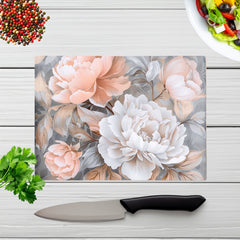 Blush Blossoms On Silver Chopping Board