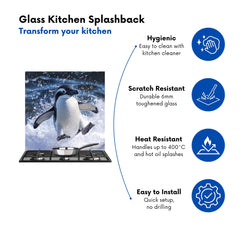 Joyful Penguin Splashes Kitchen Splashback