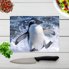 Joyful Penguin Splashes Chopping Board