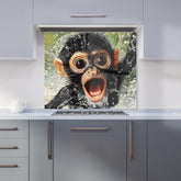 Wide-Eyed Monkey's Splash Surprise Kitchen Splashback