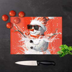 Cool Snowman In Winter Splash Chopping Board