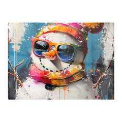 Vibrant Snowman With Style Chopping Board