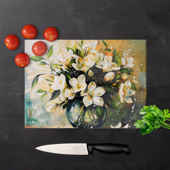 Elegant Jasmine Bloom Splash Chopping Board