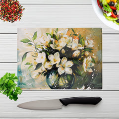 Elegant Jasmine Bloom Splash Chopping Board