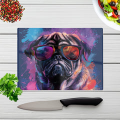 Vibrant Pug In Sunglasses Chopping Board