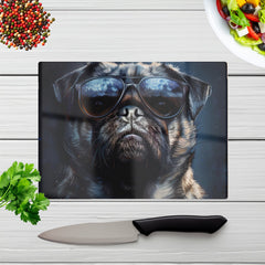 Cool Pug With Midnight Shades Chopping Board