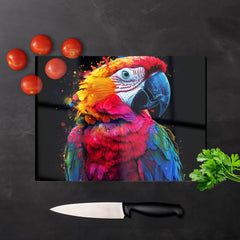 Vivid Parrot In A Splash Of Colour Chopping Board