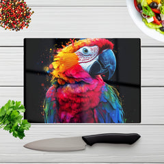 Vivid Parrot In A Splash Of Colour Chopping Board