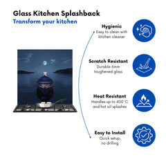 Moonlit Serenity on Quiet Waters Kitchen Splashback