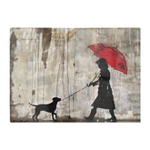 Rainy Day Walk With Red Umbrella Chopping Board