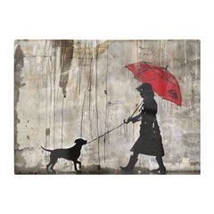 Rainy Day Walk With Red Umbrella Chopping Board