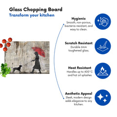 Rainy Day Walk With Red Umbrella Chopping Board