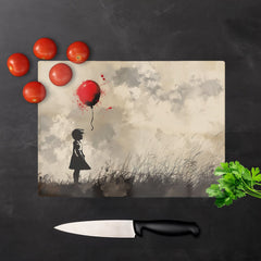 Dreamy Banksy Inspired Girl With Red Balloon Chopping Board