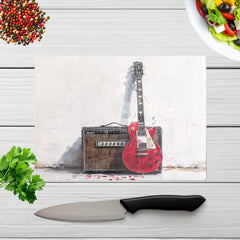 Red Guitar: Echoes Of Rock Chopping Board