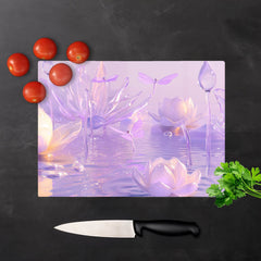 Mystical Waterlilies In Purple Twilight Chopping Board