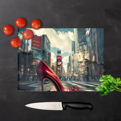 Red Stiletto In Urban Crosswalk Chopping Board