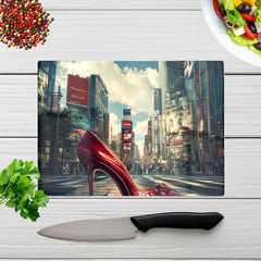 Red Stiletto In Urban Crosswalk Chopping Board