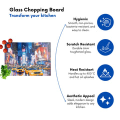Neon Nights: Times Square Buzz Chopping Board