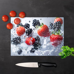 Splash Of Freshness: Berries In Water Chopping Board