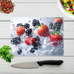 Splash Of Freshness: Berries In Water Chopping Board